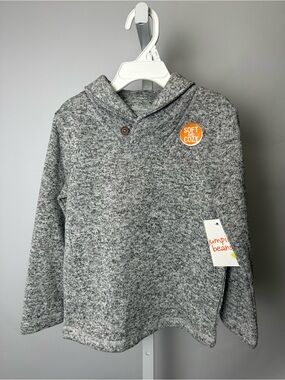 jumping beans Gray Hooded Knit Pullover with Button Detail #P102